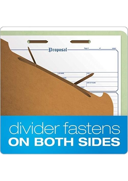 Geri Dönüşümlü Sınıflandırma Dosya Klasörleri, 1 Bölücü, 2 "gömülü Bağlantı Elemanları, 2/5 Sekmeli Kesim, Yasal Boyut, Açık Yeşil, 10'lu Kutu (28776R) modelleri