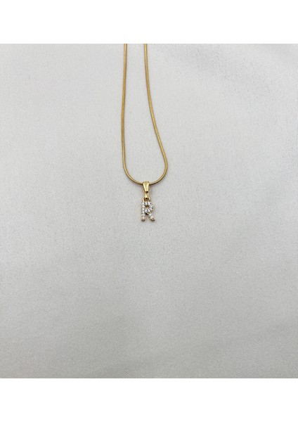 Fıora Çelik Zirkon Taşlı Harf Kolye Sade Şık Gold Ayarlanabilir Zincir Tüm Alfabe modelleri