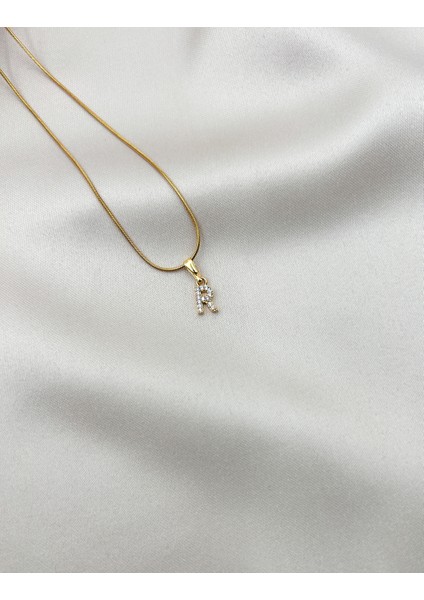 Fıora Çelik Zirkon Taşlı Harf Kolye Sade Şık Gold Ayarlanabilir Zincir Tüm Alfabe fırsatları