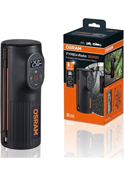 Lastik Şişirme Kompresörü, Şarjlı, 2000 Mah, Tyreinflate OTIR2000