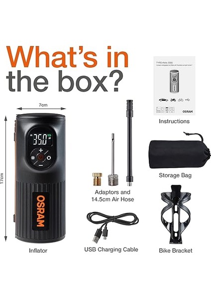 Lastik Şişirme Kompresörü, Şarjlı, 2000 Mah, Tyreinflate OTIR2000 modelleri