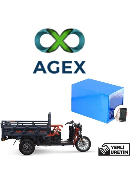 Falcon Maximus 50000 Kabinli Moped 72 Volt 60 Ah Lifepo4 Batary