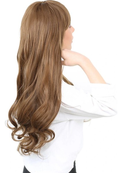 Kahküllü Uzun Dalgalı Fiber Sentetik Peruk - Kumral modelleri