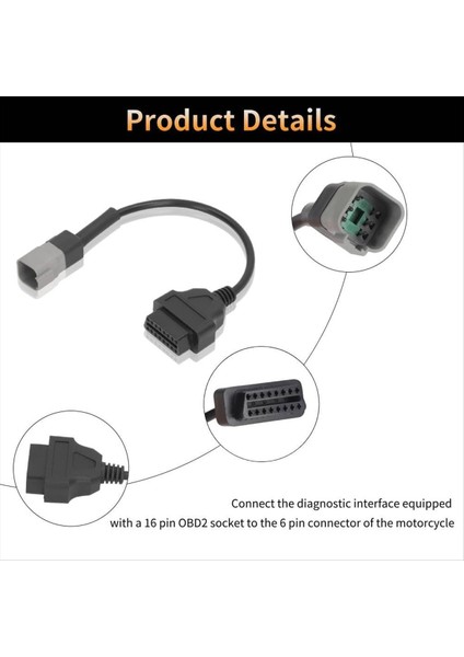 6pin Ila 16PIN Diagnostic Obd2 Kablo Adaptörü Obdıı Scanner Değişimi Can Am Moto Atv Utv Motosiklet Bisiklet Araçları (Yurt Dışından) modelleri