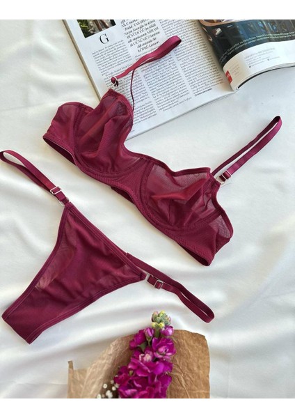 Jartiyerli Vişne Sütyen Takımı fiyatları