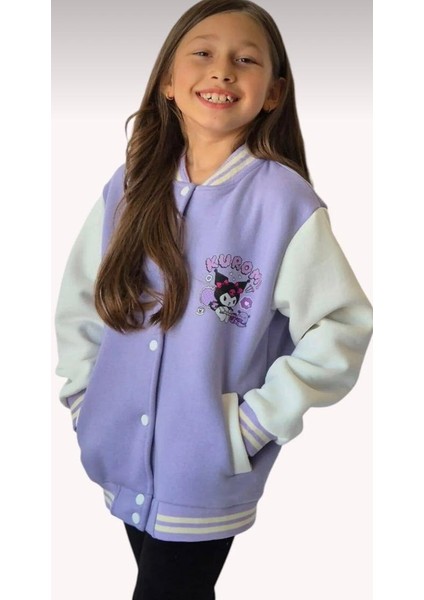 Kuromi Içi Şardonlu Sırt Baskı Detaylı Kolej Ceket Mor Renk Süper Kalite Kumaş Baskı modelleri