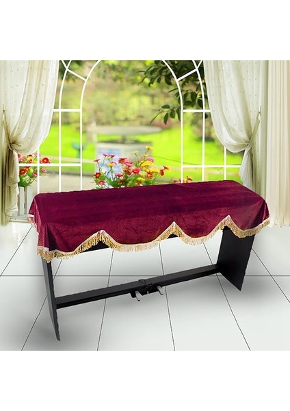 Dekoratif Piyano Kapağı 61/88 Tuşlu Elektrikli Piyano Toz Geçirmez Dekoratif Klavye Kapağı Piyano Klavye Kapağı (Şarap Kırmızısı)