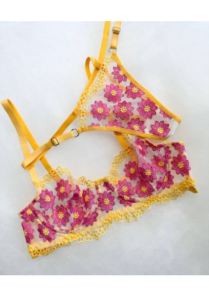 Flowers Transparan Sütyen Takılı