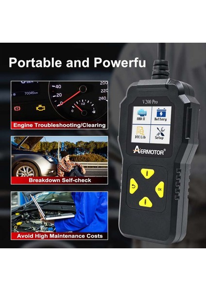Aermotor Araç Arızası Teşhis Aleti Obd2 Tarayıcı V200 Pro Pil Test Cihazı Motor Arıza Okuma Veri Aracı (Yurt Dışından) modelleri