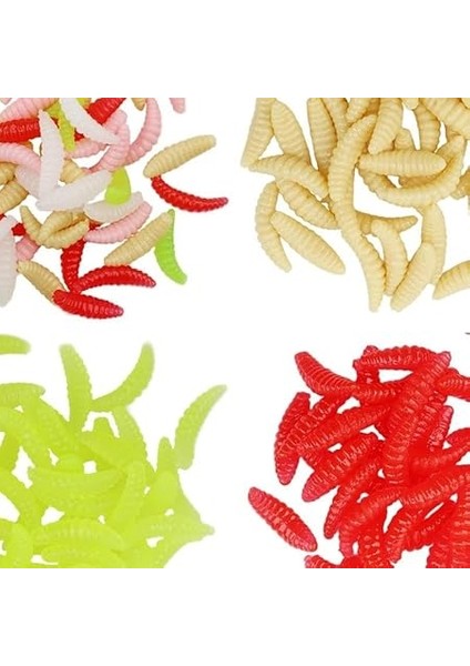 200 Adet 2,4cm Yumuşak Silikon Kurtçuk Olta Balık Yemi - 4 Farklı Renk - Fosforlu fiyatları