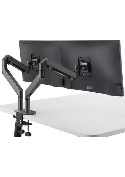 STD7080G 10"-27" Alüminyum Amortisörlü Vesa Monitör Tutucu Çift Kol Koyu Gri