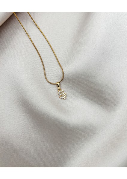 Fıora Çelik Zirkon Taşlı Harf Kolye Sade Şık Gold Ayarlanabilir Zincir Tüm Alfabe fiyatları