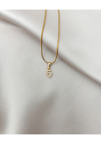 Fıora Çelik Zirkon Taşlı Harf Kolye Sade Şık Gold Ayarlanabilir Zincir Tüm Alfabe fırsatları