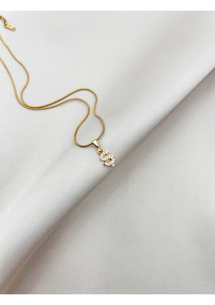 Fıora Çelik Zirkon Taşlı Harf Kolye Sade Şık Gold Ayarlanabilir Zincir Tüm Alfabe indirimleri