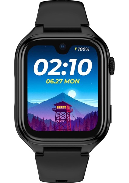 Tiger Kids Akıllı Çocuk Saati, Görüntülü Görüşme, Amoled Ekran,, Gps, 5mp Kamera, IP68 Su Geçirmez, Uzun Pil Ömrü, Sos, Dokunmatik Ekran, 4g, Silikon Kayış, Siyah