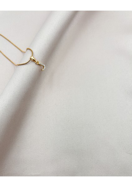 Fıora Çelik Zirkon Taşlı Harf Kolye Sade Şık Gold Ayarlanabilir Zincir Tüm Alfabe
