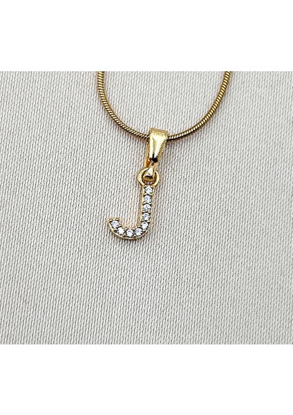 Fıora Çelik Zirkon Taşlı Harf Kolye Sade Şık Gold Ayarlanabilir Zincir Tüm Alfabe