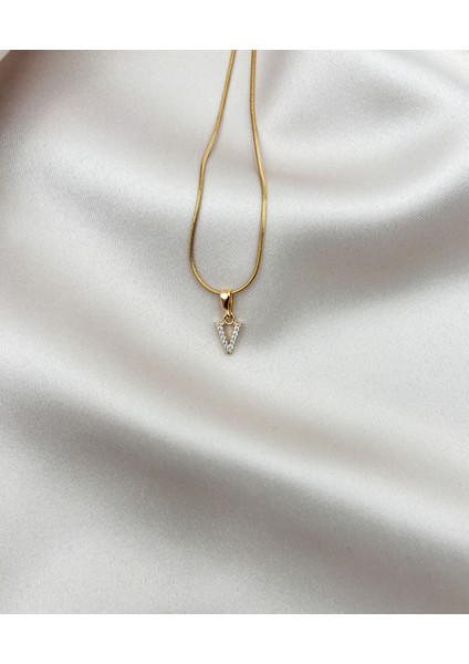 Fıora Çelik Zirkon Taşlı Harf Kolye Sade Şık Gold Ayarlanabilir Zincir Tüm Alfabe indirimleri