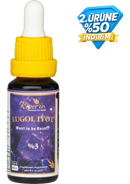 Lugol Iyot | %3 Iyot & %6 Potasyum Iyodür | Kaliteli Içerik | Pureness For Health Ilkesi | 365 Damla