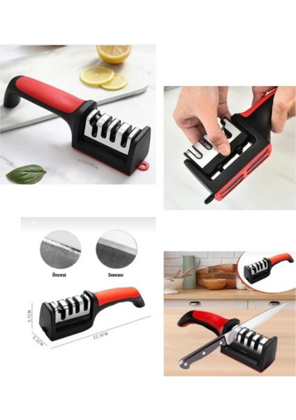 4 Aşamalı Bıçak & Makas Bileme Aleti -Kaymaz Tabanlı fırsatları