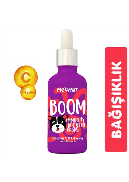 Köpekler için C Vitamini ve Lysine Vitaminleri Damlası, Suyuna veya Mamasına