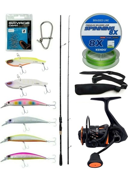 Spin Olta Seti Kendo Kenshi Pro 2.65M 10-35GR Olta Kamışı&savage Gear Orange Ltd 4000 Fd 8+1bb Olta Makinesi