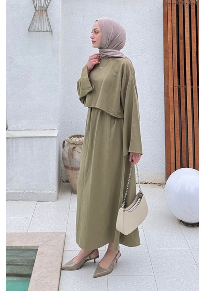 Etekli Tesettür Takım Haki fiyatları