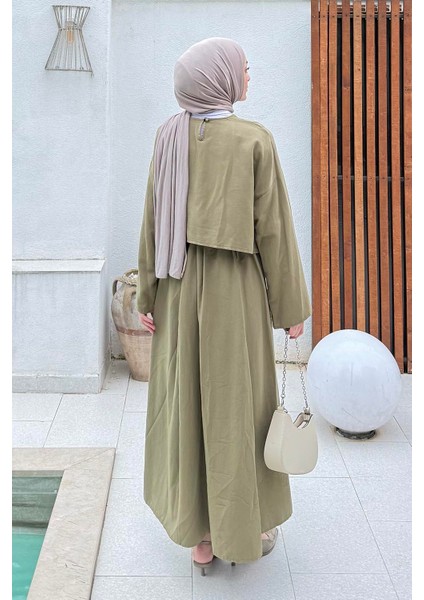 Etekli Tesettür Takım Haki fırsatları