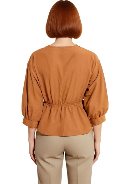 Moda Kruvaze Dokuma Regular Düz Desen Casual Günlük Regular Uzun Kol Bluz modelleri