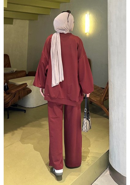 Kapşonlu Pantolonlu Ikili Tesettür Takım Bordo fırsatları