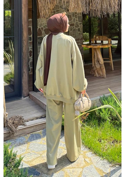 Kapşonlu Pantolonlu Ikili Tesettür Takım Çağla Yeşili fırsatları