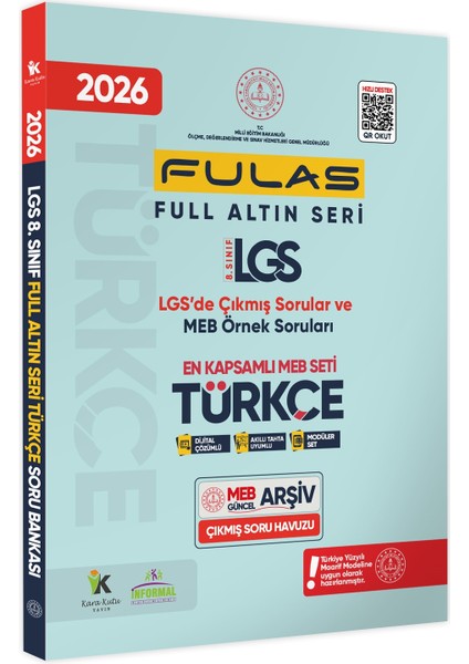 2026 8.Sınıf Full LGS Altın Seri (FULAS) TÜRKÇE MEB Çıkmış Soru Bankası Modüler Seti PDF/Video Çözümlü