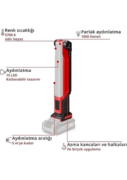 Akülü Lamba Te-Cl 18/1000 S Li-Solo Power X-Change (18 V, Katlanabilir Işık Başlığı, 3 Aydınlatma Ayarı, 15 Led, 1000 Lümen, 5700 Kelvin, Aküsüz) modelleri
