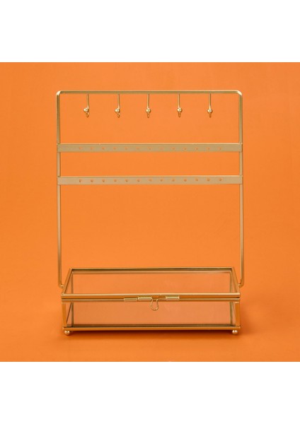 Living Cam Sandıklı Metal Takı Askısı - Altın - 20X7X27 cm