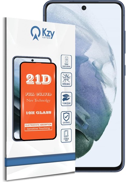 Iletişim S21 Fe ile Uyumlu Tam Kaplayan 21D Temperli Ekran Cam