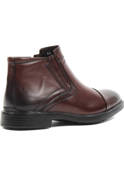 Erkek Kahverengi Fermuarlı Klasik Deri Bot