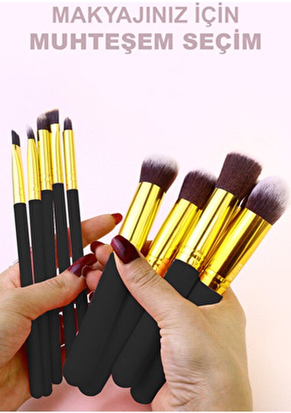 Siyah Makyaj Fırça Seti 10 Parça Yıkanabilir Fırçalarla Kusursuz Uygulama indirimleri