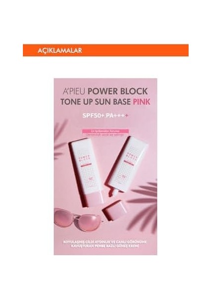 A&apos;pıeu Power Block Pembe Ton Dengeleyici Güneş Kremi SPF50+ Pa++++ 50ML fiyatları