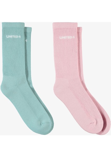 Unıted4 Street Essentials Crew Kadın Pembe/yeşil 2'li Çorap