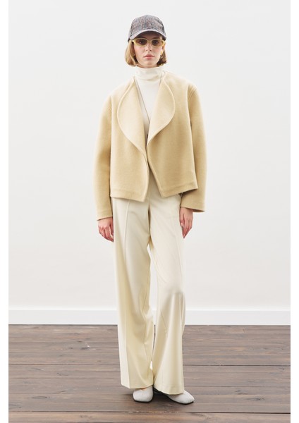 Yünlü Kısa Ceket Kum