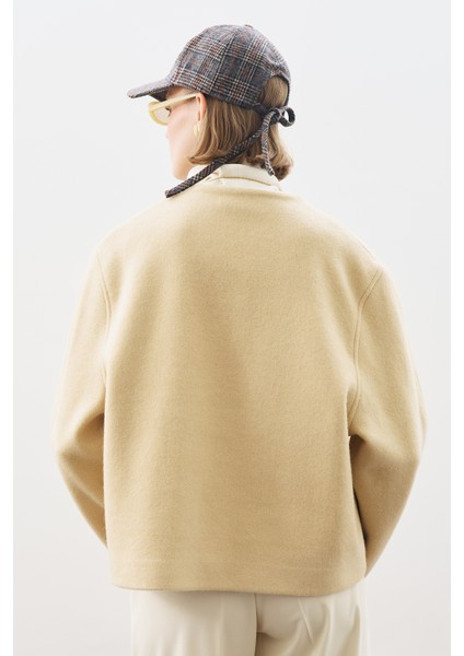 Yünlü Kısa Ceket Kum indirimleri