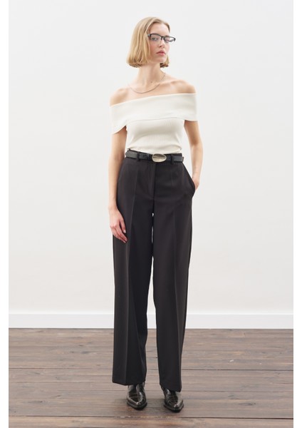 Uzun Paça Straıght Pantolon Siyah modelleri