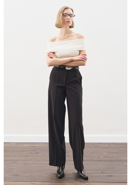 Uzun Paça Straıght Pantolon Siyah fırsatları
