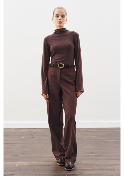 Uzun Paça Straıght Pantolon Acı Kahve