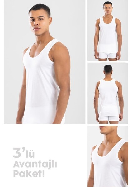 Erkek Klasik Atlet 1001 3 Lü Set Beyaz