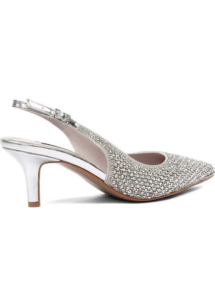 Kadın Gümüş Taşlı İnce Topuklu Abiye Ayakkabı fırsatları