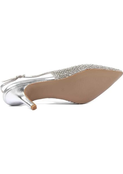 Kadın Gümüş Taşlı İnce Topuklu Abiye Ayakkabı indirimleri