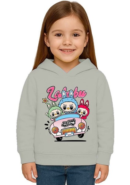 Unisex Labubu Baskılı Çocuk Swaetshirt Kapüşonlu 3 Iplik Şardonlu fiyatları