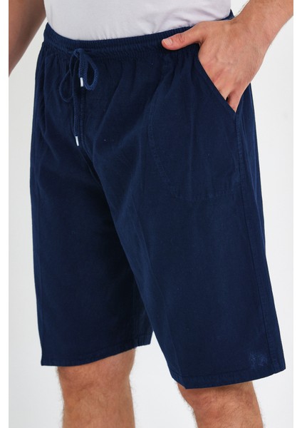 Yazlık Keten Görünümlü Kargo Cep Lastikli, Bol Kesim Toprak Renk Şort 201-14 modelleri