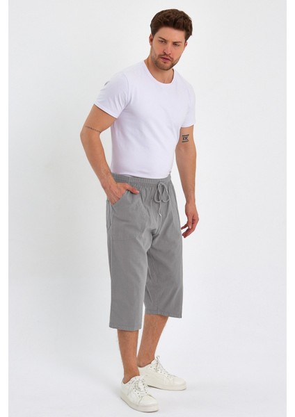 Erkek Regular %100 Pamuk Keten Görünümlü Kapri DC204-45 modelleri